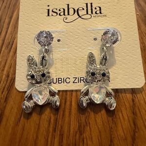 Abella Silver and Black Bunny Earrings